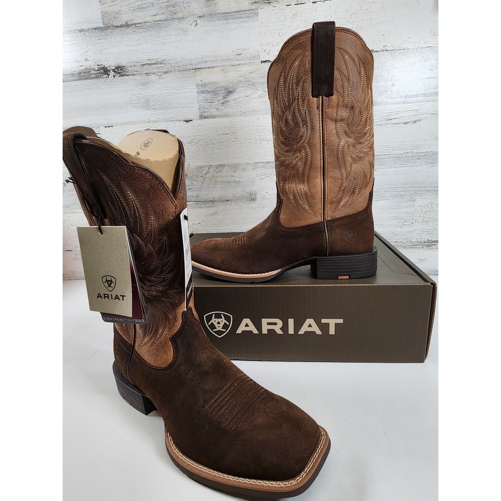 Ariat Sport Rider Cowboy Boots Men Brown Wide Square Toe 11.5 D NIB 10053564